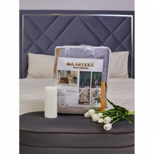 Плед евро, 200х220 см, 60% хлопок, 40% акрил, Karteks, Soft Komfort PD165A, серо-коричневый