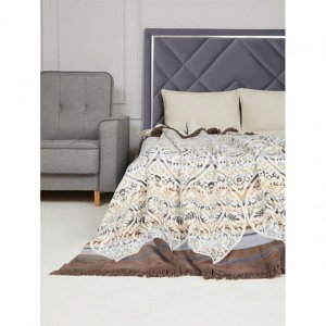Плед 1.5-спальный, 150х200 см, 60% хлопок, 40% акрил, Karteks, Soft Komfort PS434D, бежевый