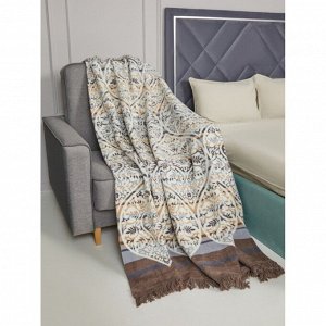 Плед 1.5-спальный, 150х200 см, 60% хлопок, 40% акрил, Karteks, Soft Komfort PS434D, бежевый