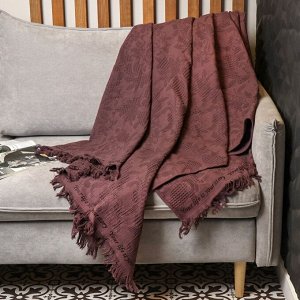 Плед евро, 200х220 см, 100% хлопок, Barkas, Green Days, коричневый