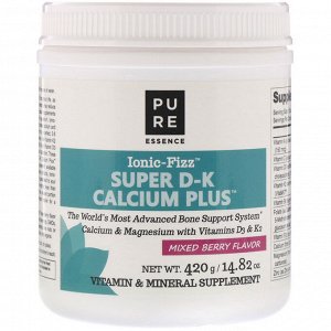 Pure Essence, Ionic-Fizz, Super D-K Calcium Plus, смесь ягод, 14,82 унции (420 г)