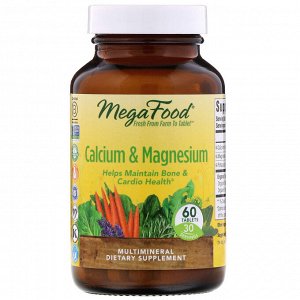 MegaFood, Calcium &amp; Magnesium, 60 Tablets