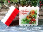 Мыло ручной работы с картинкой &quot;Новогодние птички&quot;