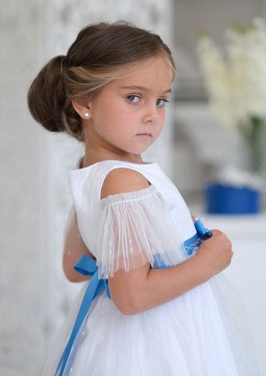 Мерцана нарядное платье бел.синий