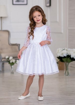 Шарлота Восхитительное нарядное платье для маленьких принцесс. Модель выполнена из креп-сатина и декорирована верхним слоем нарядной сетки в тон основного цвета, с изумительной вышивкой. Рукава - 3 че