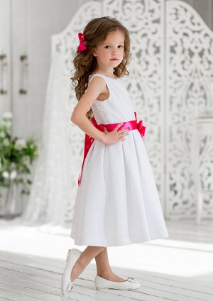Эмилия нарядное платье бел.малиновый