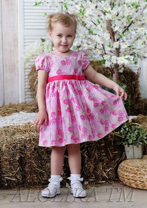 Аксинья Платье для девочек дошкольного возраста, выполнено из 100%-хлопка, что позволит малышке комфортно чувствовать себя в течение дня. Лиф платья с круглым вырезом горловины, рукавами французский-ф