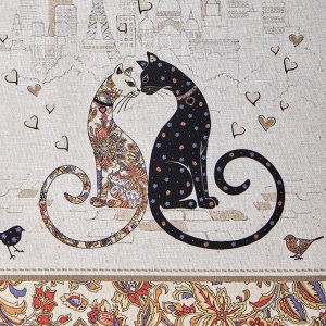 Набор полотенец "Парижские коты", 2 шт, 40x60 см, 100% хлопок, белый твил, 1 шт.