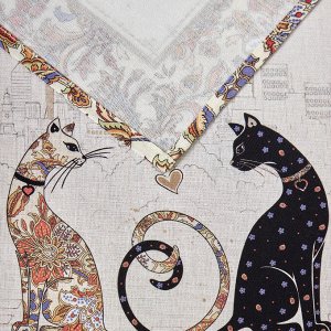 Набор полотенец "Парижские коты", 2 шт, 40x60 см, 100% хлопок, белый твил, 1 шт.