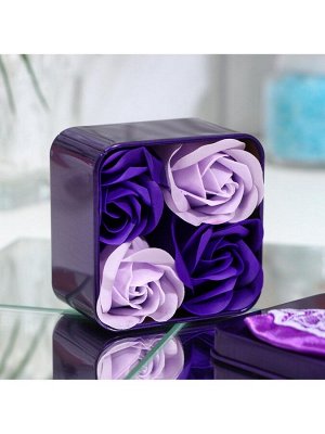 Мыльные розочки, фиолетовые и белые, набор 4 шт.