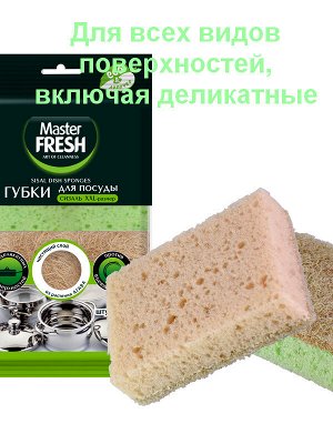 Губки для мытья посуды Master FRESH СИЗАЛЬ XXL (bubble-поролон) 2шт.