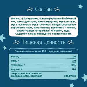 ФРУТОНЯНЯ Кашка 0,2л молочная-5 злаков с персиком