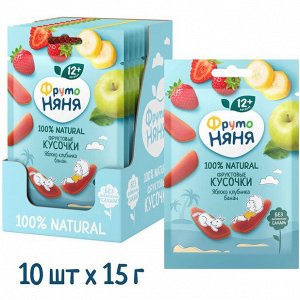 ФРУТОНЯНЯ Фруктовые кусочки 15г яблоко-клубника-банан