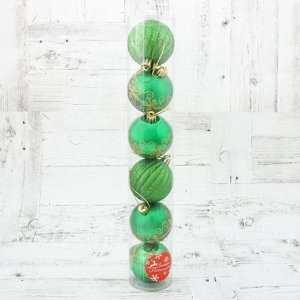 Набор шаров пластик d-6 см, 6 шт "Цветок" зелёный