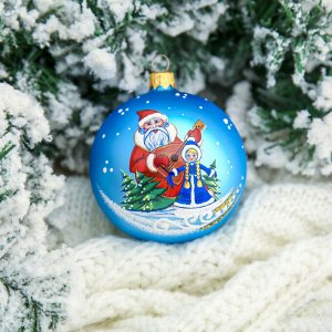 Шар "Дед Мороз и Снегурочка" 8,5 см микс