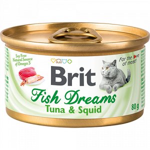 Brit Fish Dreams конс 80гр д/кош Тунец/Кальмар