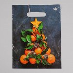 Пакет &quot;Мандариновая елочка&quot;, полиэтиленовый с вырубной ручкой, 30х23 см, 30 мкм