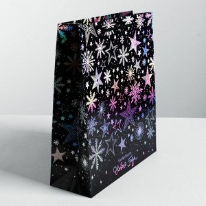 Пакет голографический вертикальный «Волшебного Нового года», M 26 x 30 ? 9 см