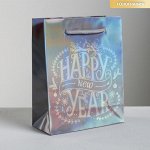 Пакет голографический вертикальный Happy New Year, S 12 x 15 ? 5.5 см