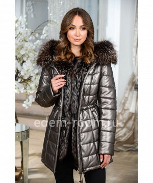 Модная зимняя куртка из экокожиАртикул: EN-1912-2-75-BR-CH