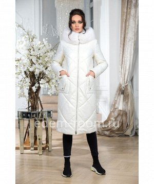 Белое пальто для зим из экокожиАртикул: NS-1806-2-110-BL-P
