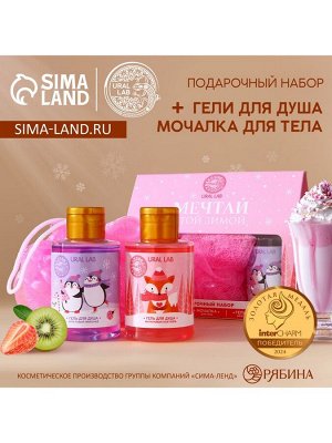 Подарочный набор новогодний «Мечтай»: гель для душа 2x100 мл и мочалка для тела, URAL LAB