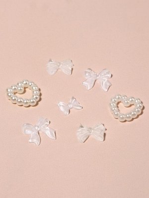 Фигурки для декора «Сердечки и бантики», объёмные, белые