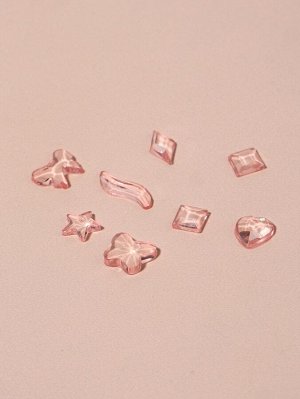 Фигурки для дизайна ногтей, объёмные, цвет розовый/полупрозрачный