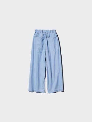 UNIQLO - широкие джинсы на резинке для девочек - 63 BLUE