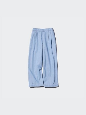 UNIQLO - широкие джинсы на резинке для девочек - 63 BLUE