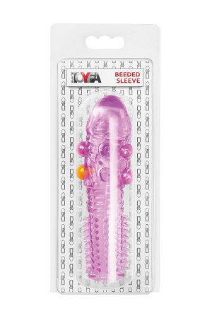 Насадка на пенис с шариками TOYFA Basic, TPE, фиолетовый, 14 см