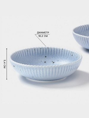 Тарелки глубокие Доляна «Коралл», 700 мл, d=18.2 см, набор 2 шт., фарфор, голубые