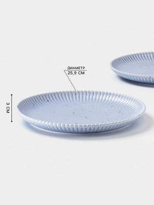 Тарелки Доляна «Коралл», d=25.9 см, набор 2 шт., фарфор, голубые