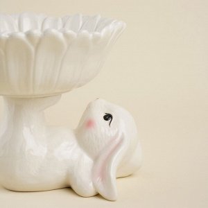 Конфетница SL Home «Лесные кролики», 19x17.5x15 см, керамика, белая