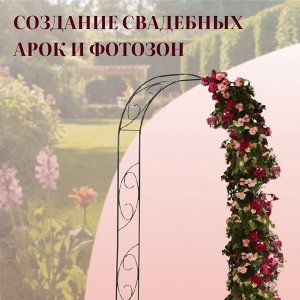 Арка садовая, 250 * 120 * 30 см, для вьющихся растений, металлическая, зелёная, «Узор-1»