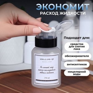 Флакон - бутылочка с помпой «Шанс», 250 мл, чёрный, белый