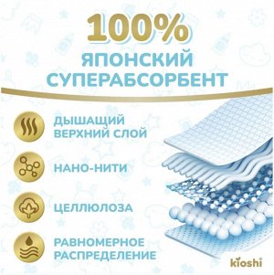 KIOSHI®️PREMIUM УЛЬТРАТОНКИЕ Детcкие подгузники, размер S (3-6 кг), 40 штуки/упаковка