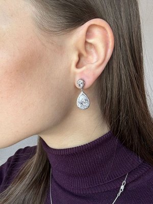 CRYSTAL SHIK Серьги-гвоздики с посеребрением и крупными фианитами