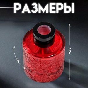 Диффузор для эфирных масел с крышкой "Цветочный" прозрачный красный 100 мл 6х6х8 см