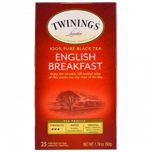 Twinings, Чай  - Английский завтрак - , 25 пакетиков, 50 г (1.76 oz)