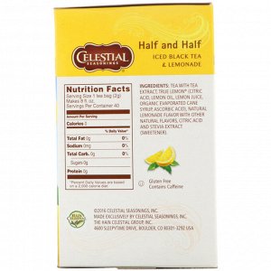 Celestial Seasonings, Iced Black Tea & Lemonade, Half and Half, 40 Tea Bags, 3.0 oz (85 g)