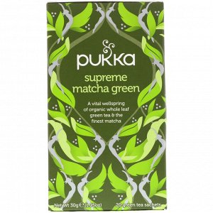 Pukka Herbs, Supreme Matcha Green, 20 пакетиков зеленого чая - 1,05 унции (30 г) каждый