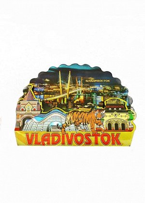 Магнит фольгированный Владивосток "Золотой мост - ночь"