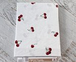 Простынь на резинке на матрац 80*200 Белая, вишенки