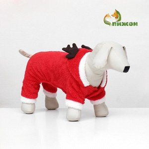 Новогодний костюм для животных "Олень", M (ДС 25 , ОГ 37 см), красный