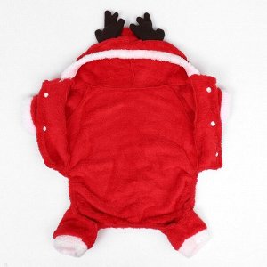Новогодний костюм для животных "Олень", S (ДС 20, ОГ 32 см), красный