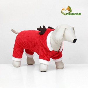 Новогодний костюм для животных "Олень", XXL (ДС 40, ОГ 52 см), красный