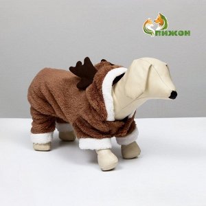 Новогодний костюм для животных "Олень", M (ДС 25 , ОГ 37 см), коричневый