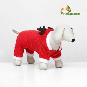 Новогодний костюм для животных "Олень", XS (ДС 16, ОГ 27 см), красный
