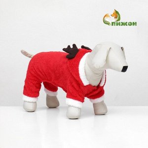 Новогодний костюм для животных "Олень", S (ДС 20, ОГ 32 см), красный